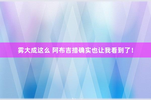 雾大成这么 阿布吉措确实也让我看到了！
